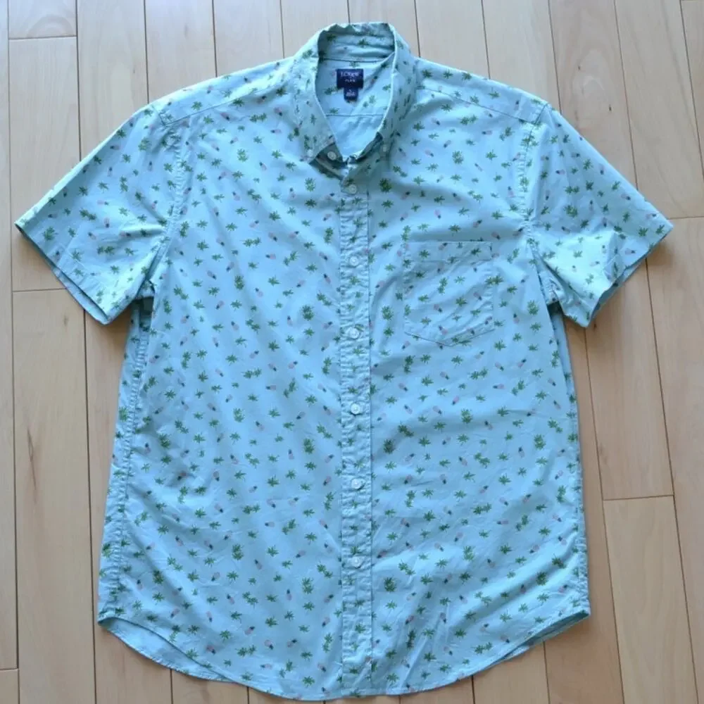 J Crew Pineapple Short Sleeve Tee Size L Flex